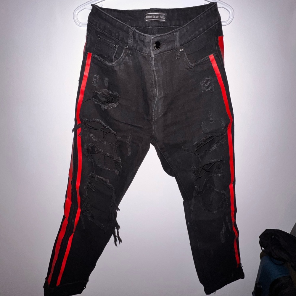 American Bazi - Black jeans with red lines on the side - Size Small